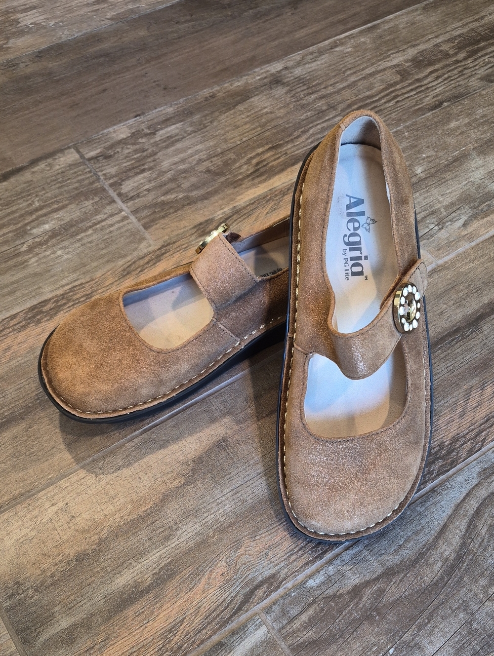 7.5/8 Alegria by PG Lite Sparkly Suede Leather Upper Paloma Mary Jane Shoes